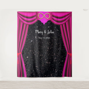 Black Glitter Gold Infinity Pink Curtain Backdrop Tapestry