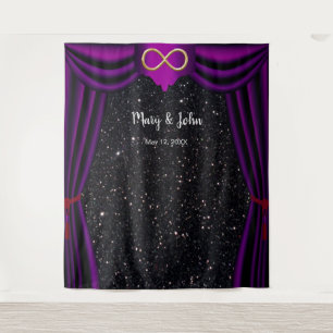 Black Glitter Gold Infinity Purple Curtain Tapestry