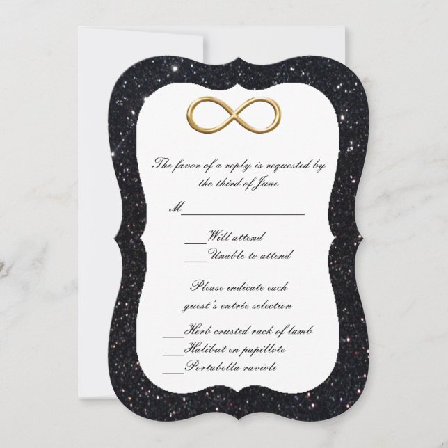 Black Glitter Gold Infinity Response Card (Front)