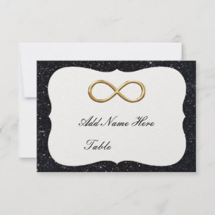Black Glitter Gold Infinity Table Place Card