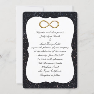 Black Glitter Gold Infinity Wedding Invitation
