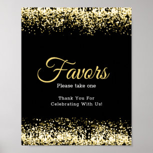  Black Glitter Gold Wedding Favour Sign