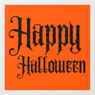 Black Glitter Happy Halloween Window Cling