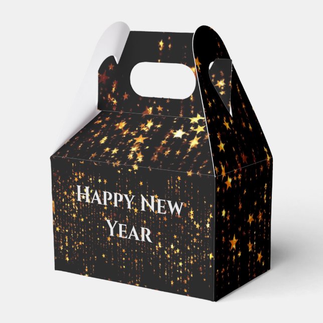 Black Glitter Happy New Year Favour Box (Back Side)