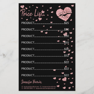 Black Glitter Heart Lip Lipstick Makeup price list Stationery