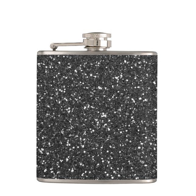 Black Glitter Hip Flask (Front)