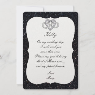 Black Glitter Infinity Heart Maid Of Honour Card