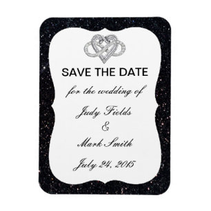 Black Glitter Infinity Heart Save The Date Magnet