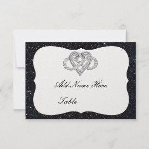 Black Glitter Infinity Heart Table Place Card