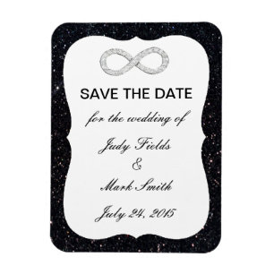 Black Glitter Infinity Save The Date Magnet