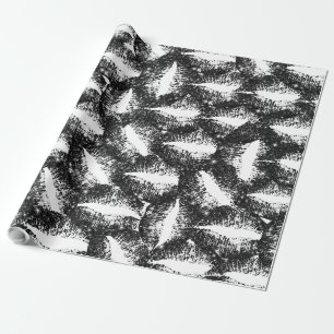 Black Glitter Lips Wrapping Paper