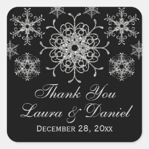 Black, Glitter LOOK Snowflake Wedding Sticker