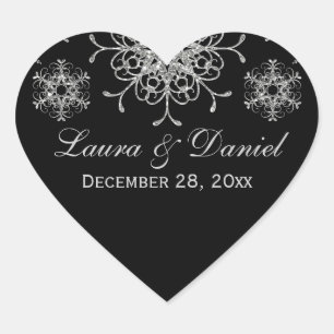Black, Glitter LOOK Snowflake Wedding Sticker