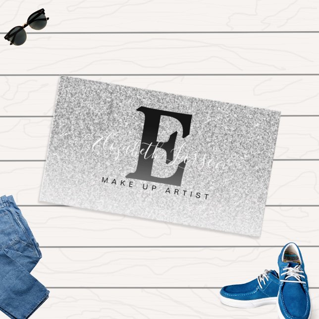 Black Glitter Makeup Artist Hair Salon Loyalty Business Card (Creator Uploaded)