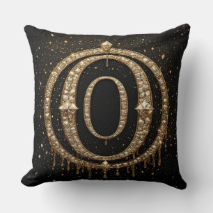 Black Glitter Monogram Letter O For Online Shop Cushion
