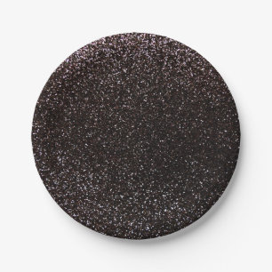 Black glitter paper plate