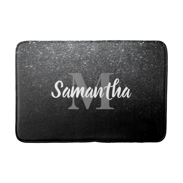 Black Glitter Pattern Bath Mat (Front)