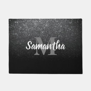 Black Glitter Pattern Doormat