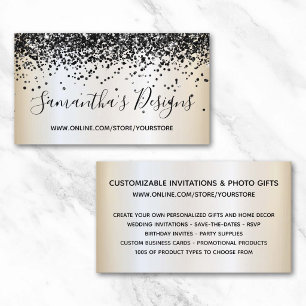Black Glitter Pearl Shimmer Online Store Business Card