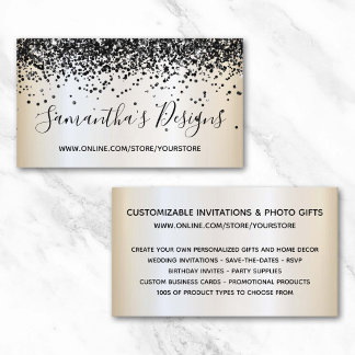 Black Glitter Pearl Shimmer Online Store Business Card