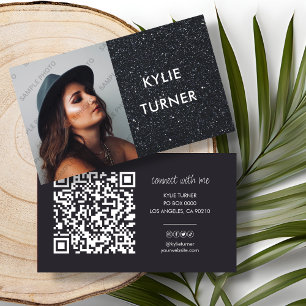 Black Glitter   Photo   Social Media   QR Code   Business Card