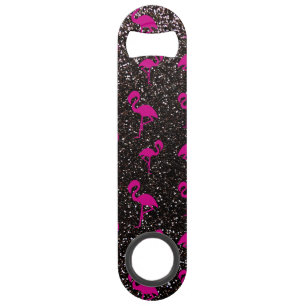 Black glitter pink flamingo