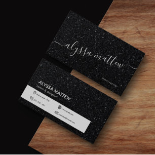 Black Glitter Premium Luxury Modern Glam Custom Business Card