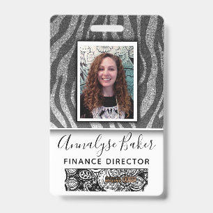 Black Glitter Professional CNA Nurse Photo Name ID Badge
