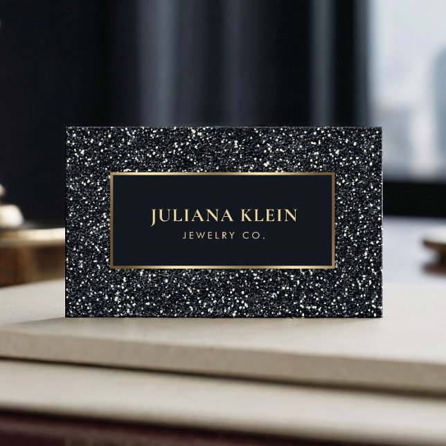 Black Glitter QR Code Elegant Business Card (Creator Uploaded)