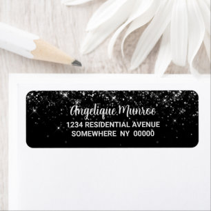 Black Glitter Return Address Label