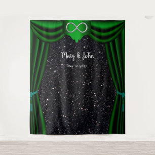 Black Glitter Silver Infinity Green Curtain Tapestry