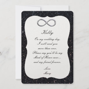 Black Glitter Silver Infinity Maid Of Honour Card