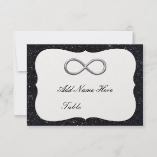 Black Glitter Silver Infinity Table Place Card