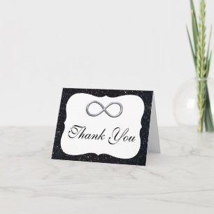 Black Glitter Silver Infinity Thank You Card
