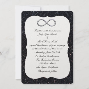 Black Glitter Silver Infinity Wedding Invitation