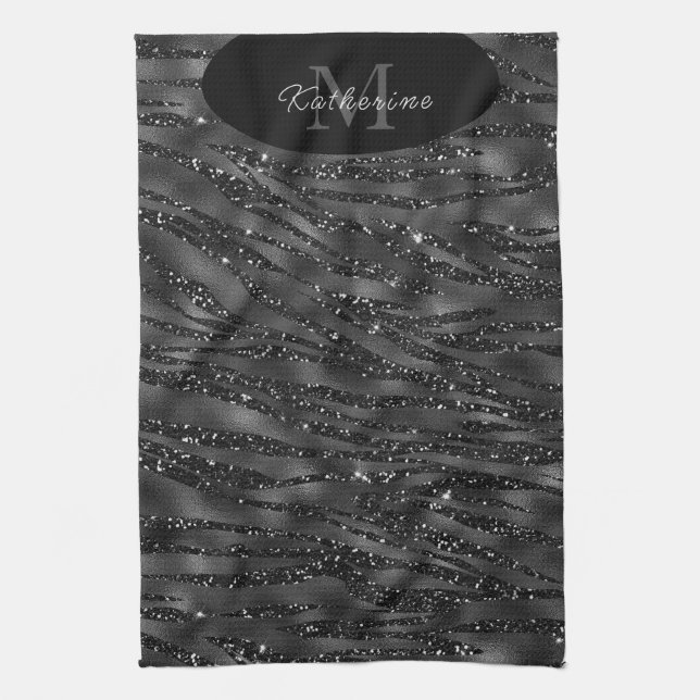 Black Glitter Spa Sophisticate Tea Towel (Vertical)
