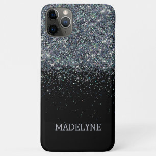 Black Glitter Sparkle Girly Personalised Name iPhone 11 Pro Max Case