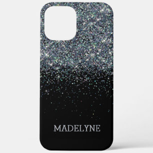 Black Glitter Sparkle Girly Personalised Name iPhone 12 Pro Max Case