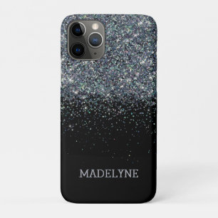 Black Glitter Sparkle Girly Personalised Name iPhone 11 Pro Case