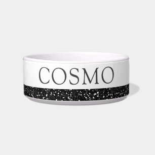 Black Glitter Sparkle Pet Name Bowl