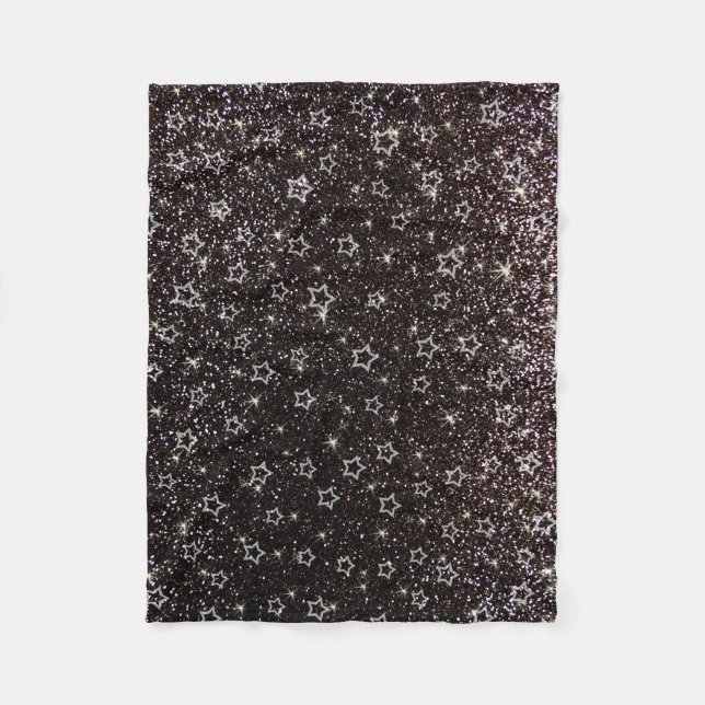 Black glitter stars fleece blanket (Front)