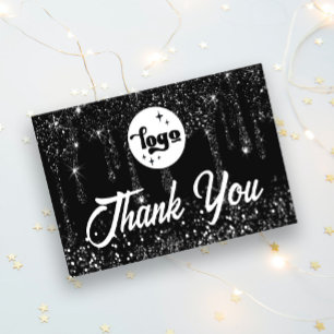 black glitter thank you package insert 