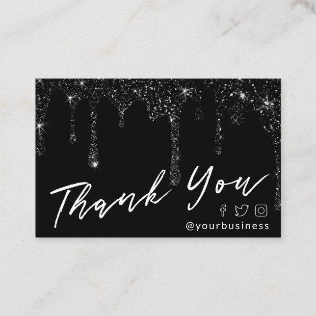 black glitter thank you script package insert  (Front)