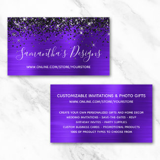 Black Glitter Violet Foil Online Store Business Card