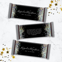 Black Glitter Wedding Favour Candy Bar Wrapper