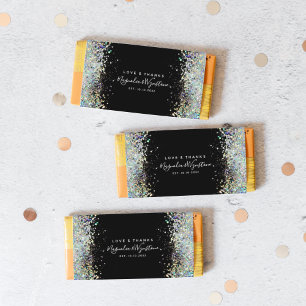 Black Glitter Wedding Favour Candy Bar Wrapper