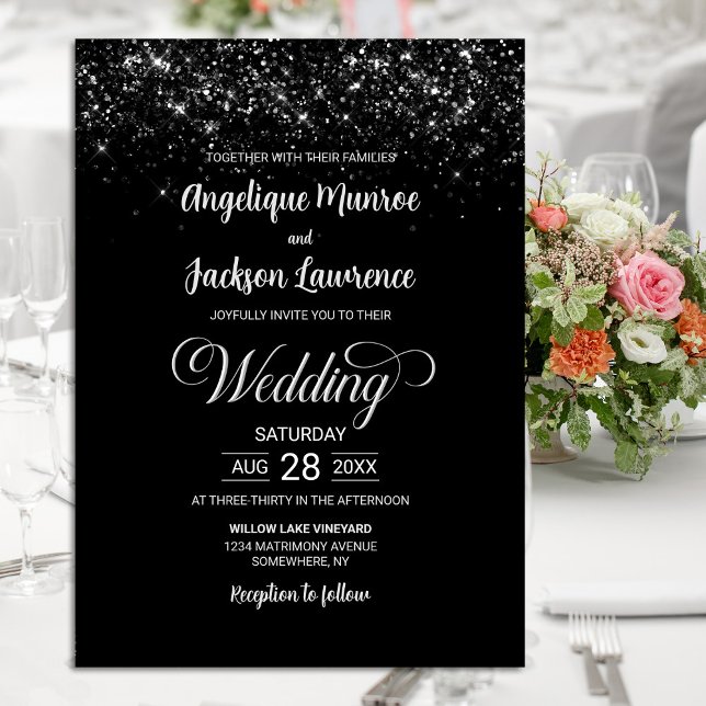 Black Glitter Wedding Invitation (Creator Uploaded)
