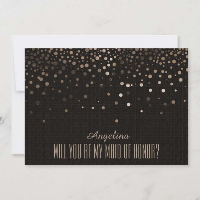 Black Glitter Will you be my MAID OF HONOR Invitation (Front)