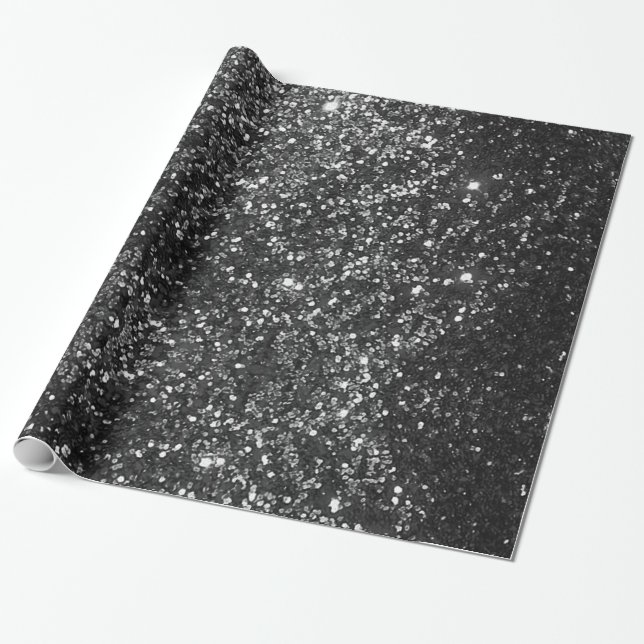 Black Glitter  Wrapping Paper (Unrolled)