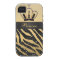 Black Glitter Zebra Print & Jewel Crown iPhone 4
